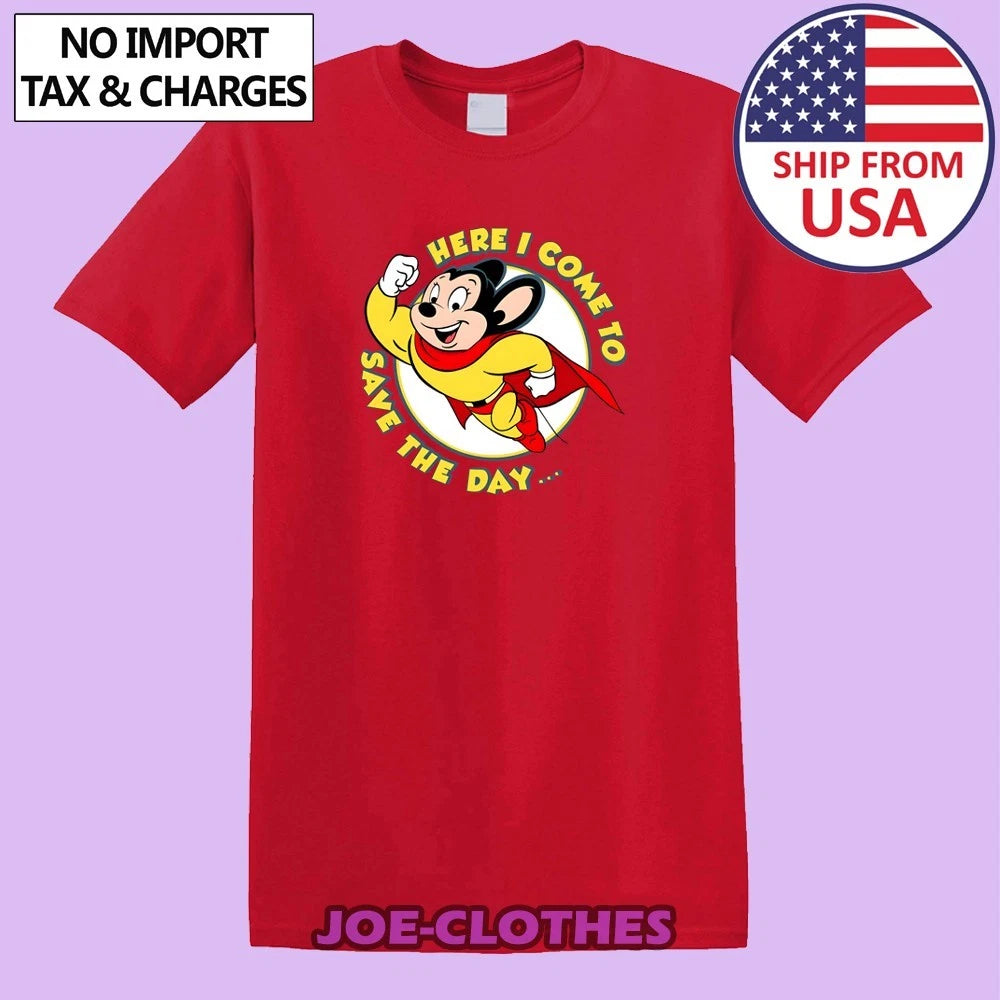 Mighty Mouse Here I Come To Save The Day New Men's Red Size S-5XL