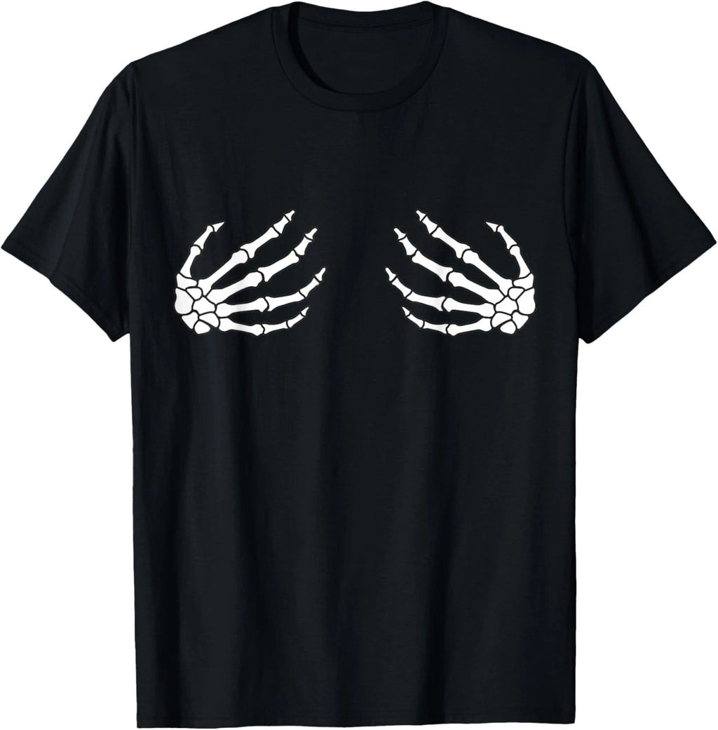 Halloween Women_s Boob Skeleton Hand T-Shirt