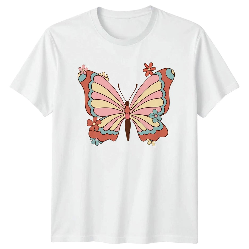 Retro Floral Butterfly T-Shirt Boho Nature Gift For Him And Her
