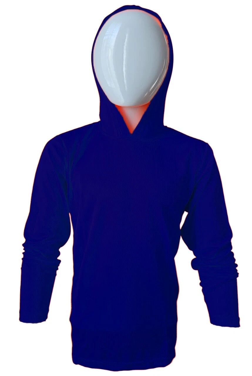 DRI-FIT Hoodie Long Sleeve T-Shirts, UPF 50+ Sun Protection Hooded Navy Blue