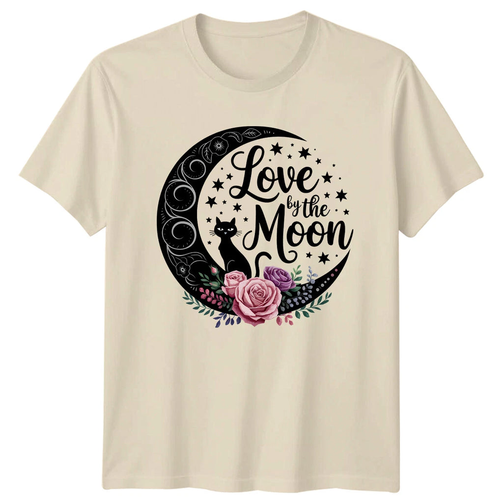 Love By The Moon Black Cat Boho Celestial T-Shirt Mens Womens