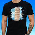 Mens Pisa Tower Motif Cotton T-Shirt Size XS to 5XL