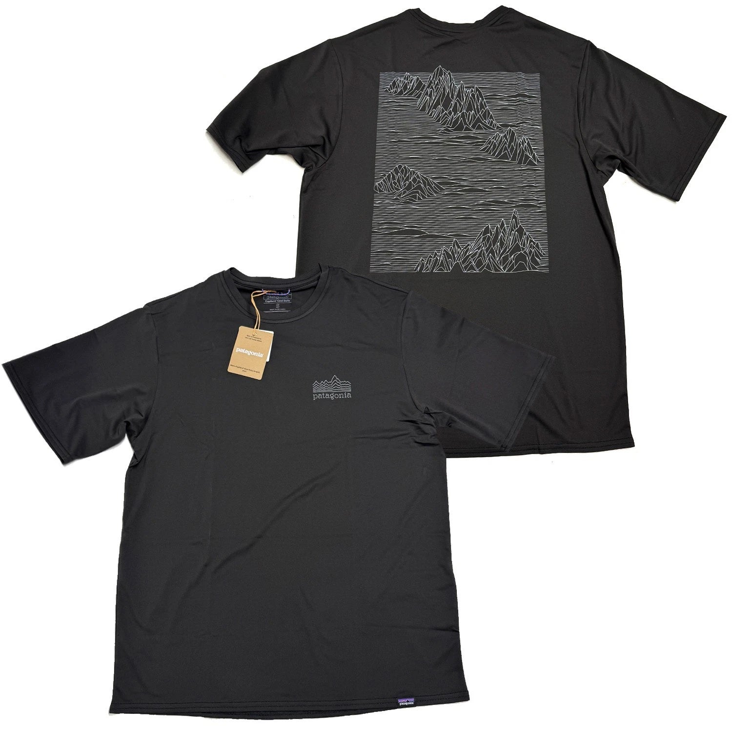 Patagonia Mens Capilene Cool Daily Graphic S/S T-shirt - Strataspire: Black