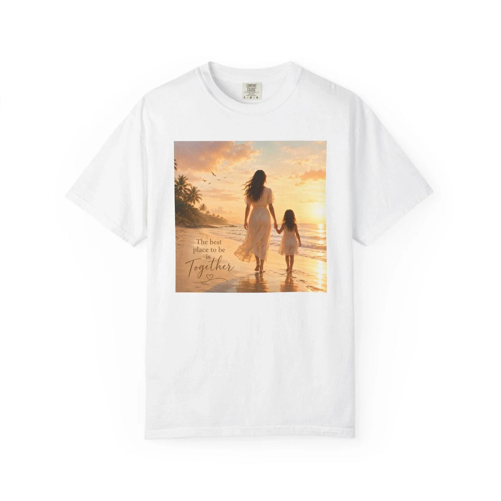 Mother and Daughter Beach Sunset T-Shirt | Walking Together