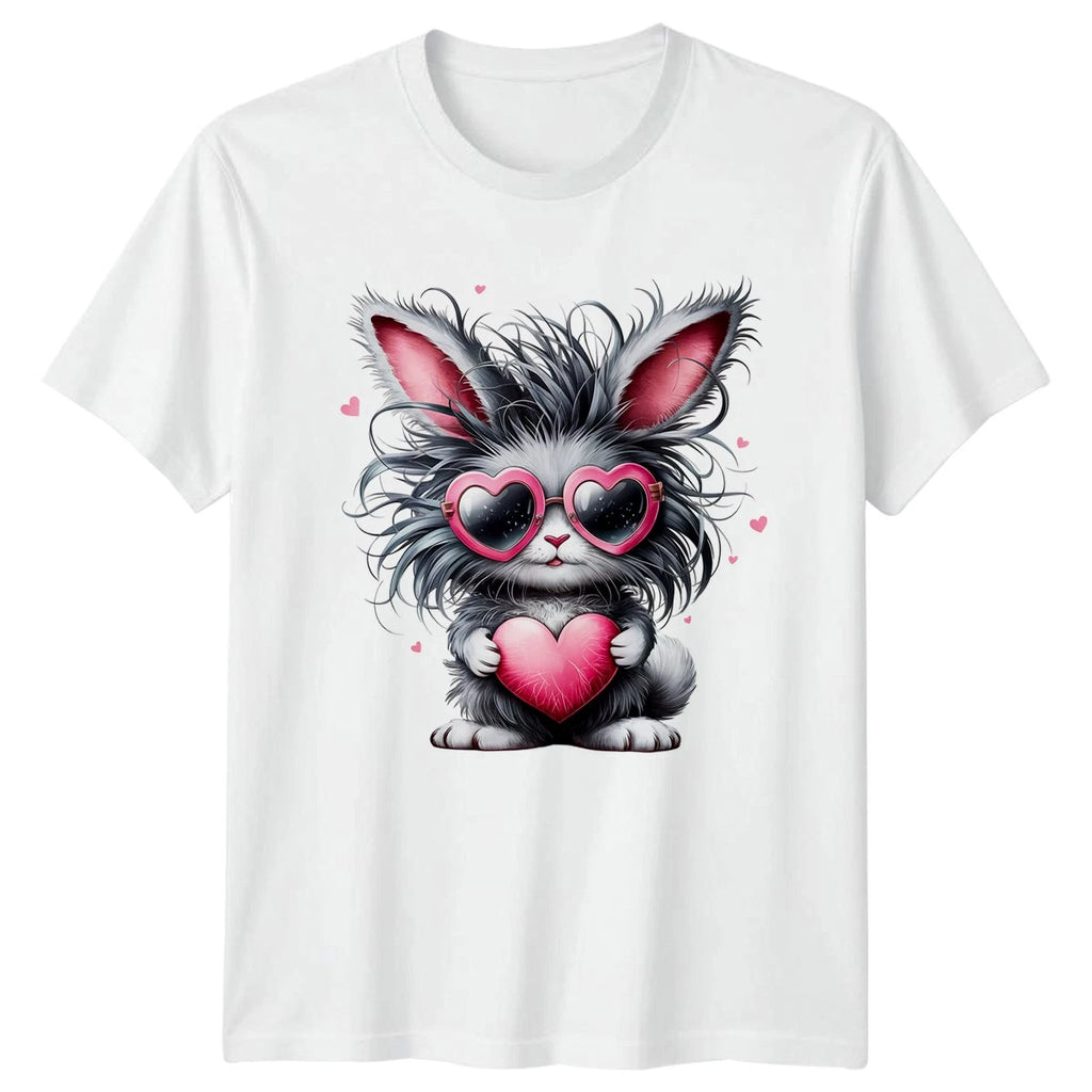 Bunny Rabbit Heart Sunglasses Graphic Tee Unisex Top