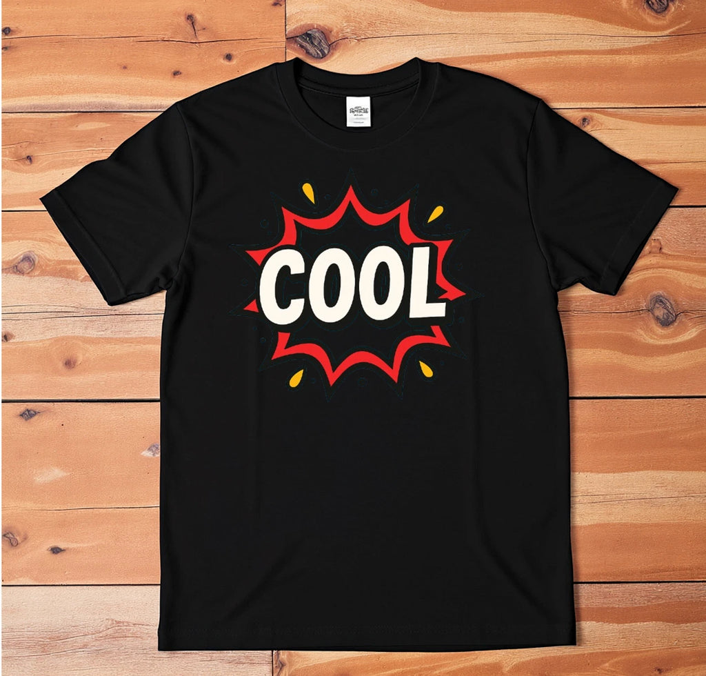 COOL Comic T-Shirt | Retro Pop Art Graphic Tee | Funny Cartoon Speech Bubble Shi