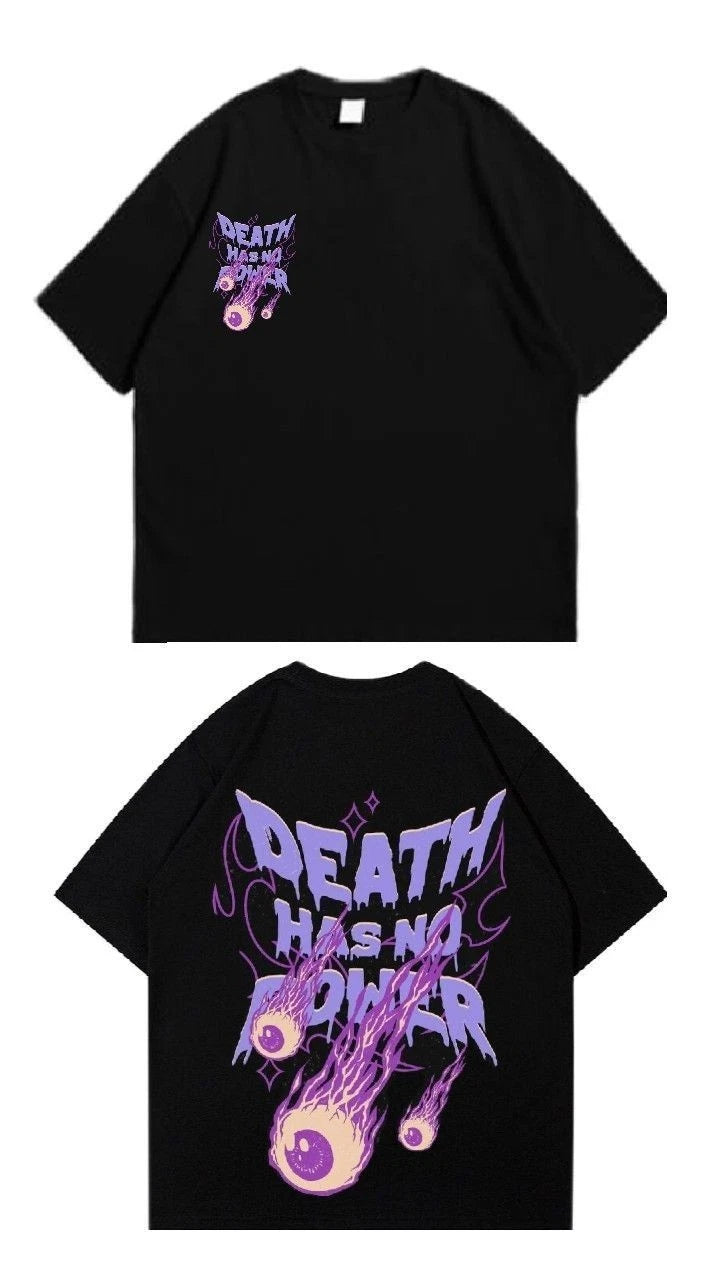 Death Has No Power Gothic Flame Graphic Dark Aesthetic T-shirt