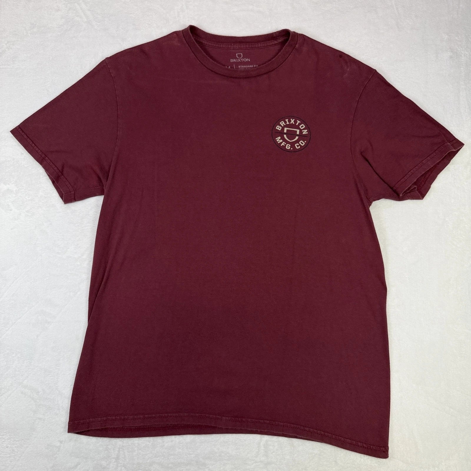 Brixton Men's Graphic T-Shirt Size Medium Burgundy Short Sleeve Standard Fit