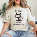 It's Fine I'm Fine Everything Is Fine Shirt, Cute Black Cat Tee, , 202826