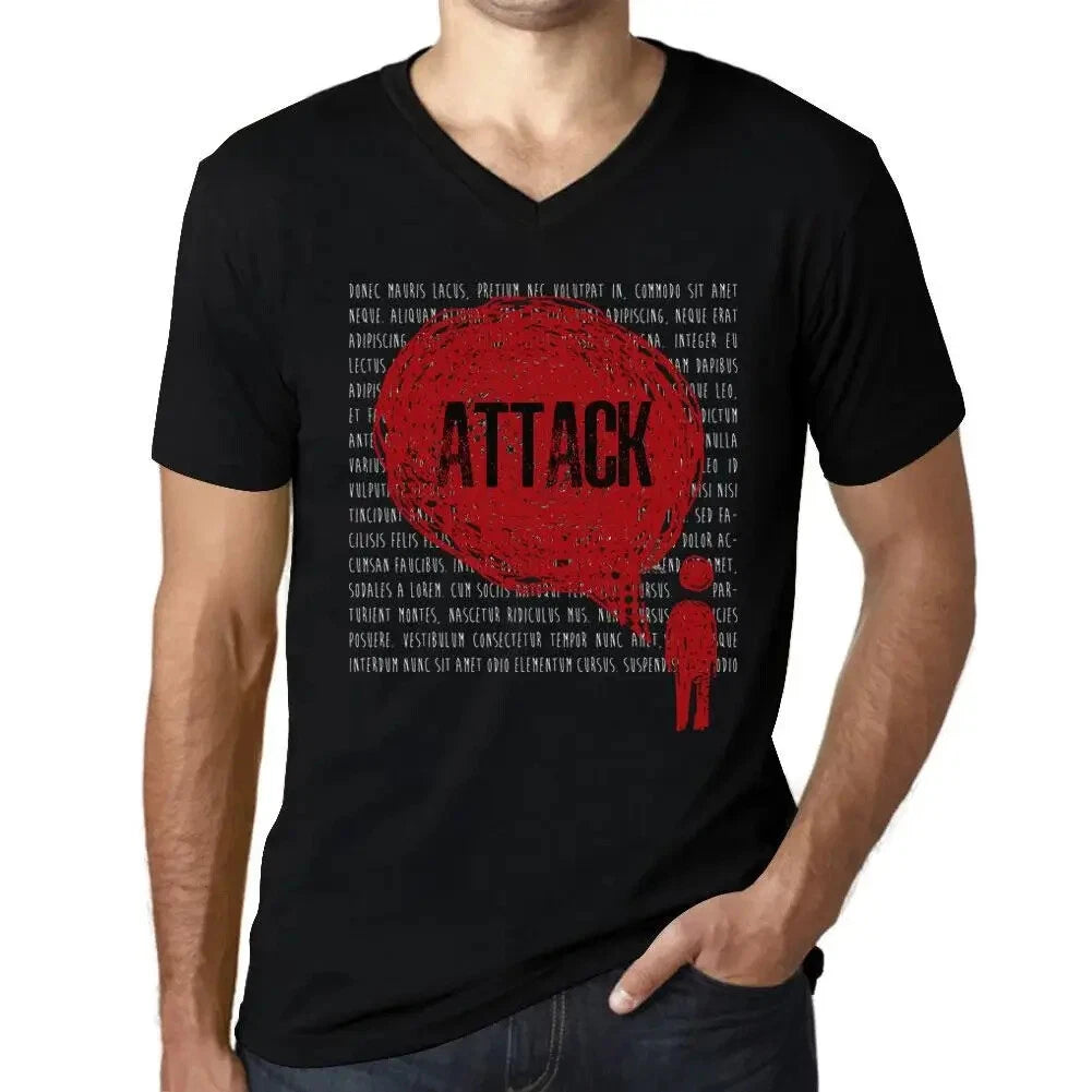 Men's Graphic T-Shirt V Neck Thoughts Attack Eco-Friendly Limited Edition