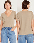 Old Navy Women's Luxe V-Neck Shine T-Shirt Gold Metallic Size M L XL XXL Tall