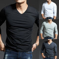 Trendy Men's Activewear Tee V Neck Blouse with Long Sleeves for a Stylish Look