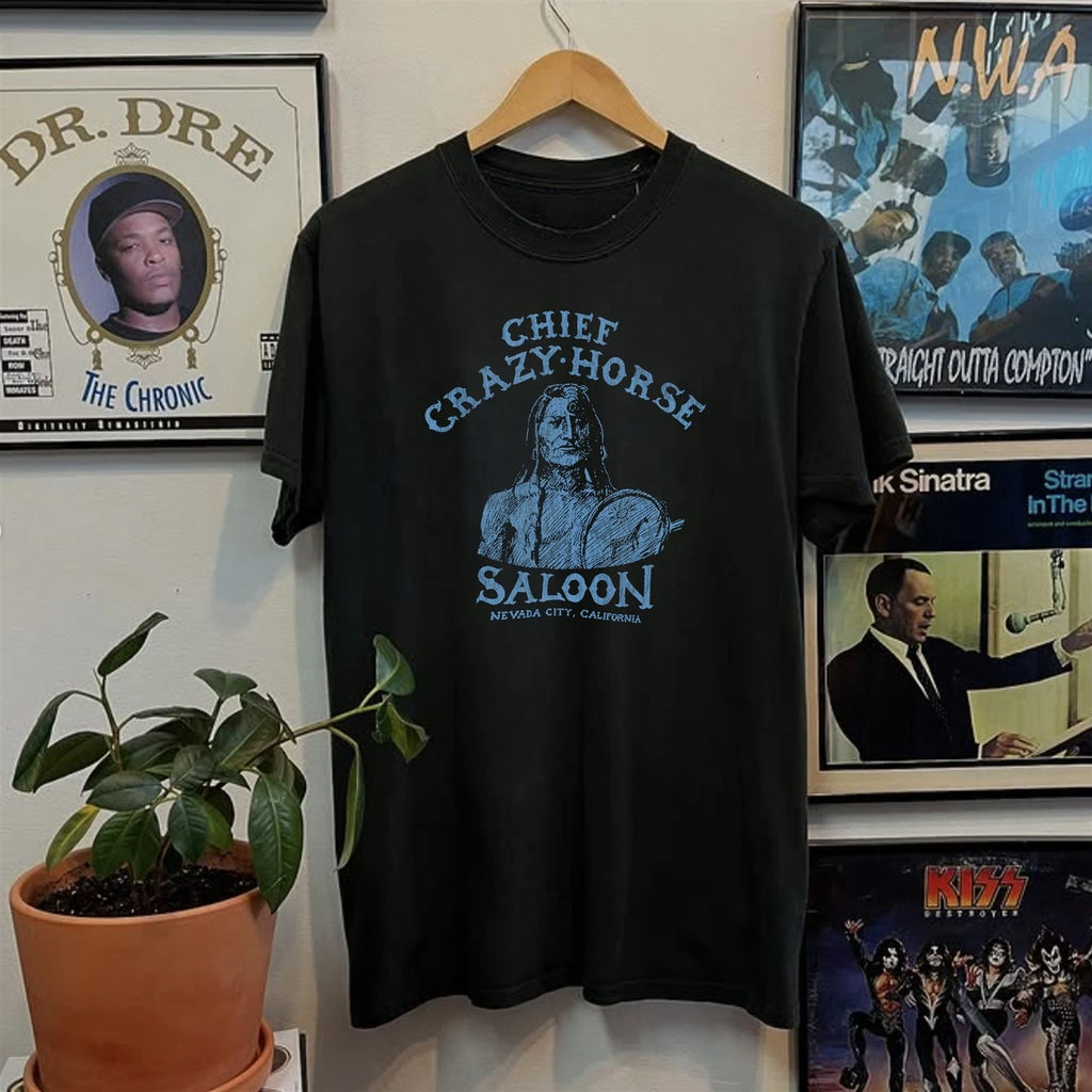 80s Chief Crazy Horse Saloon - Rare T-Shirt Black S