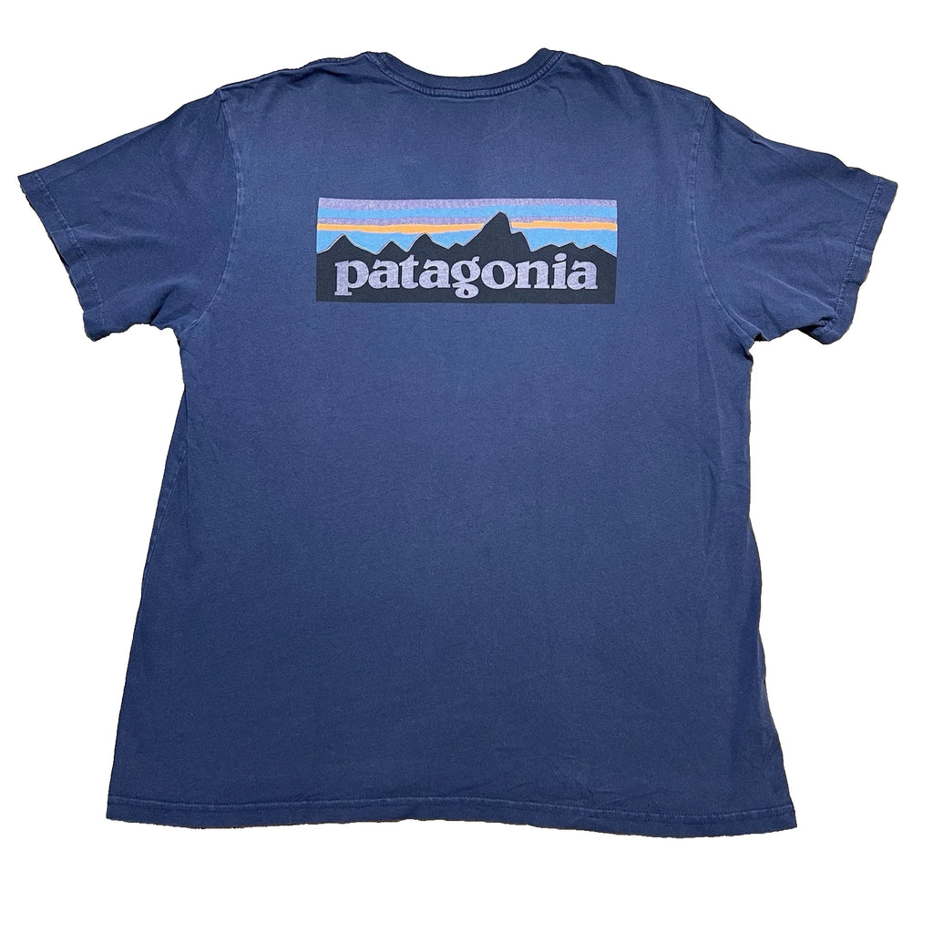 Patagonia Shirt Mens L Navy P-6 Logo Responsibili Tee Organic Cotton