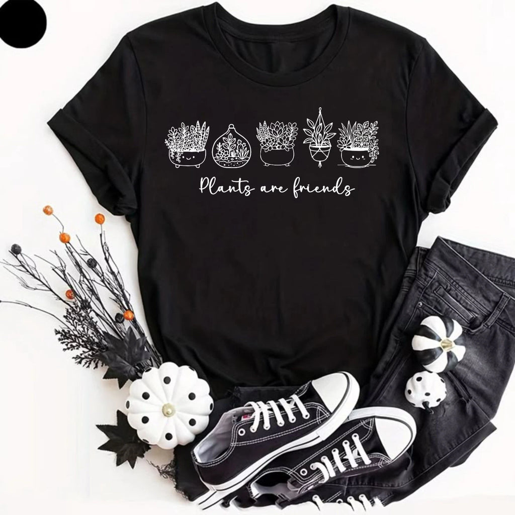 Plants Are Friends - Cute Vegan Vegetarian T-Shirt, Novelty Gardener Gifts Tee