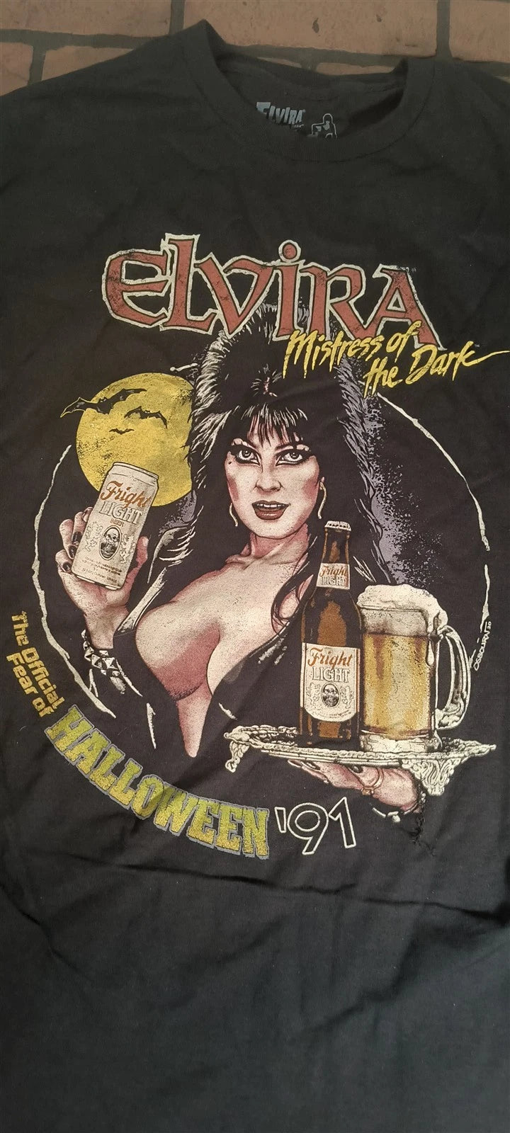 ELVIRA - Fear of Halloween Fright Night Beer T-shirt ~Never Worn~ S M L XL