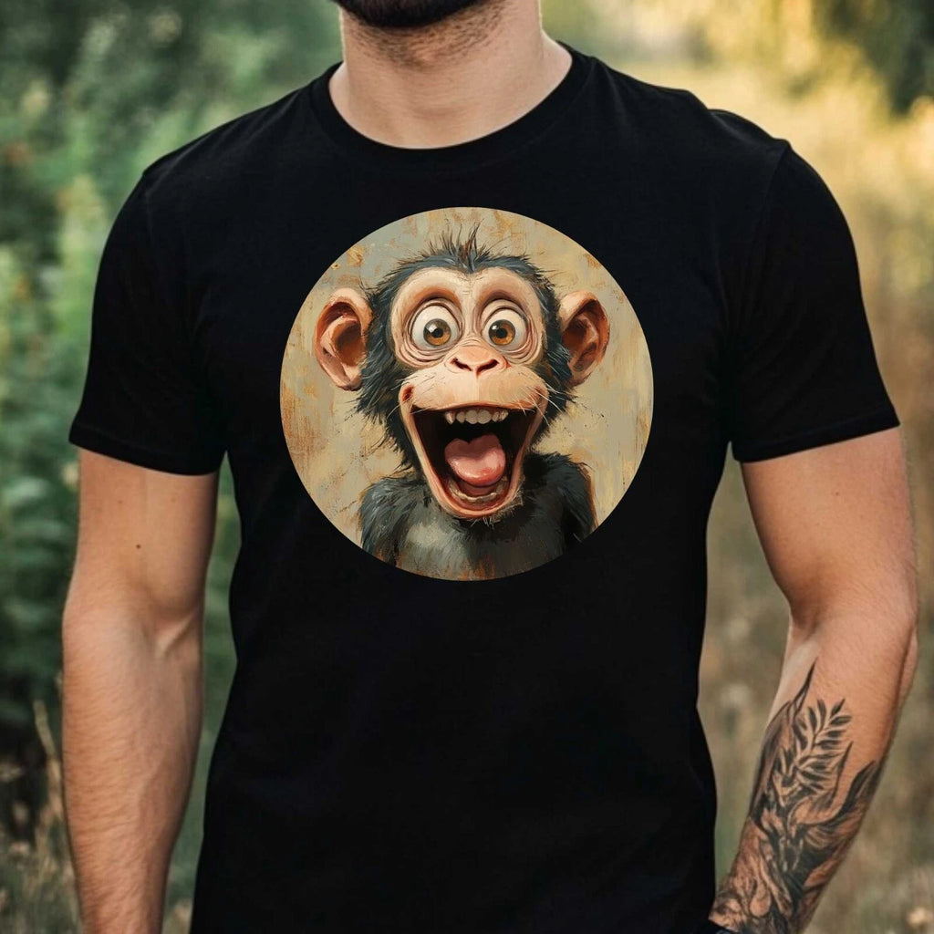 Mens Funny Monkey Print Cotton T-Shirt Size XS to 5XL