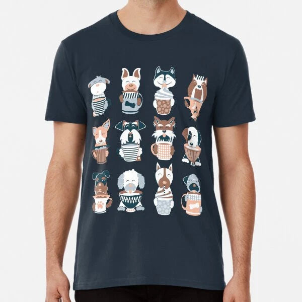 Doggie Coffee and Tea Time 2 // navy blue ba S to 5XL Made in the AU/USA T-Shirt