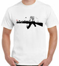 Banksy Style T-Shirt AK47 DTG Mens Graffiti Art World Peace Love Freedom