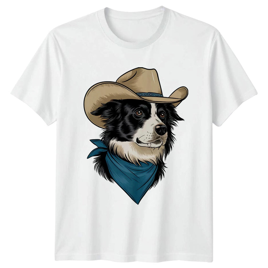 Border Collie T-Shirt Cowboy Hat Western Dog Christmas Gift For Him And Her