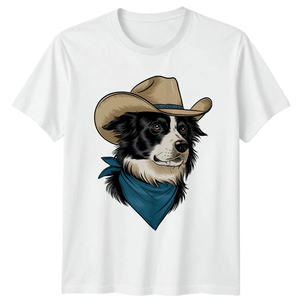 Border Collie T-Shirt Cowboy Hat Western Dog Christmas Gift For Him And Her