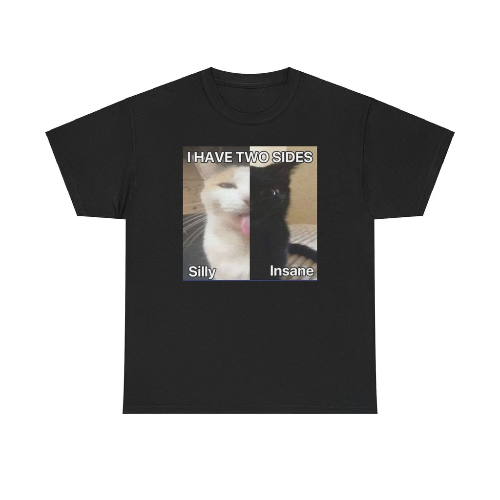 Two Sides Cat Unisex Male or Female Cotton Tee Funny Shirt, Parody, Gift, Meme
