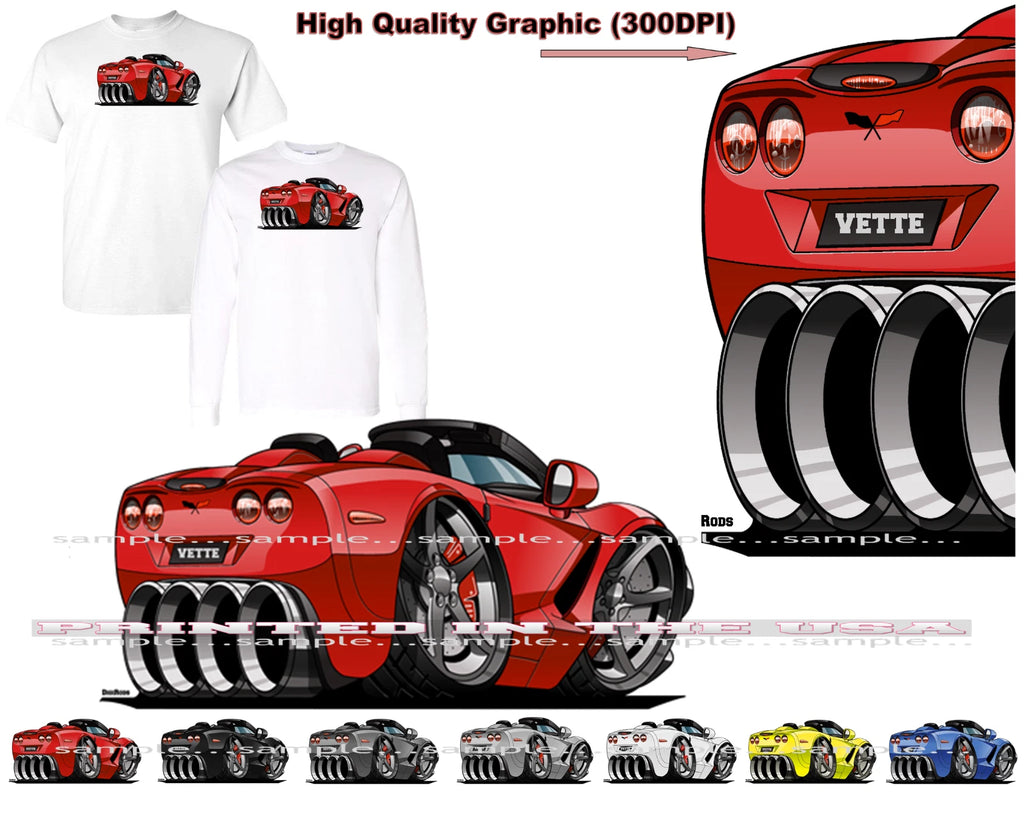 Corvette C6 Model Convertible Paint Colors DigiRods Cartoon Car Art T Shirt S-5X
