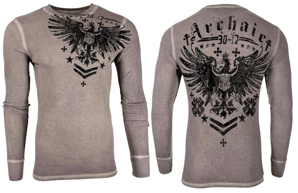 Archaic By Affliction Men's Thermal Shirt Shining Mask