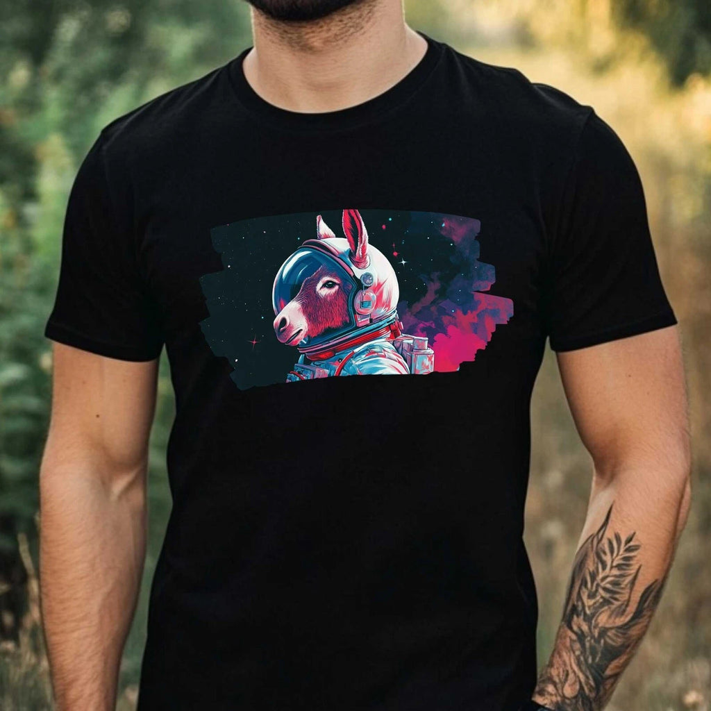 Men's Donkey as Astronaut Motif Cotton T-Shirt Size XS to 5XL
