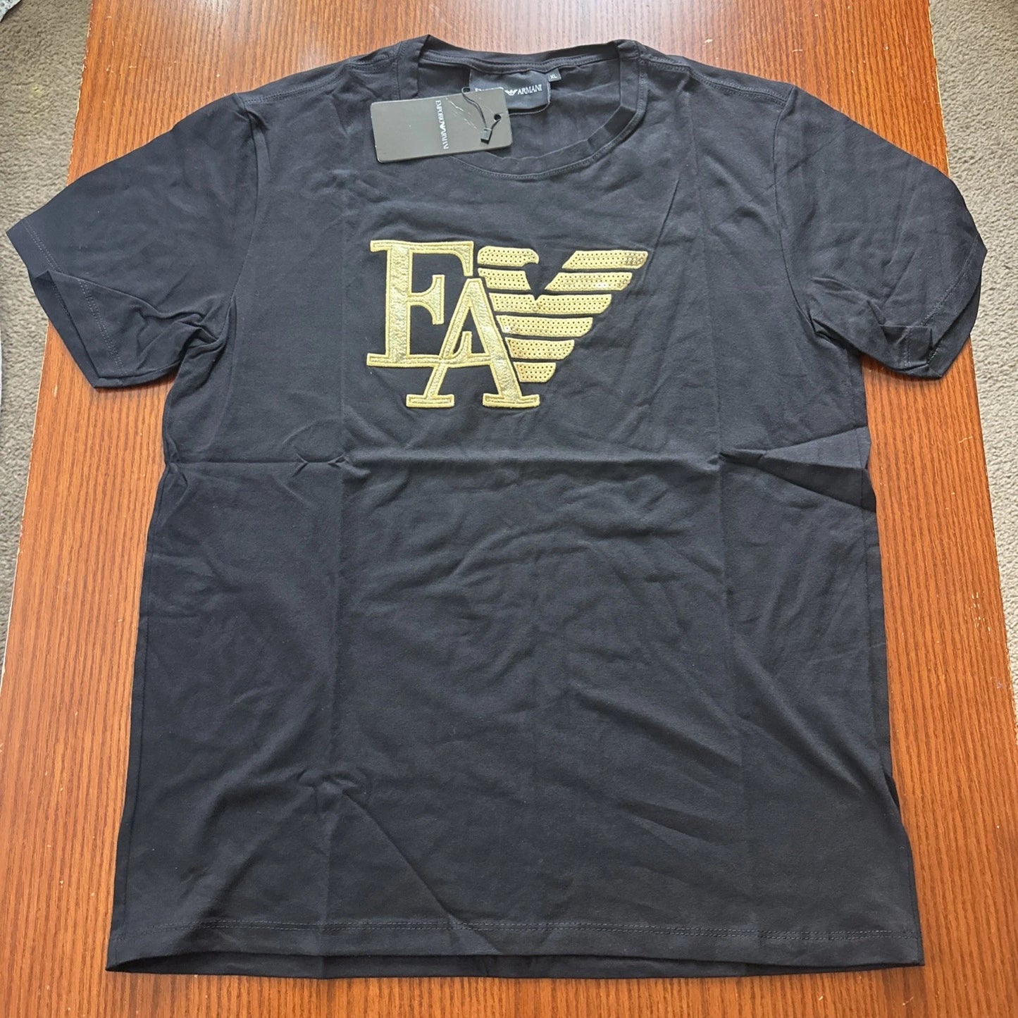 Emporio Armani men's crew neck t-shirt in black, size XL.