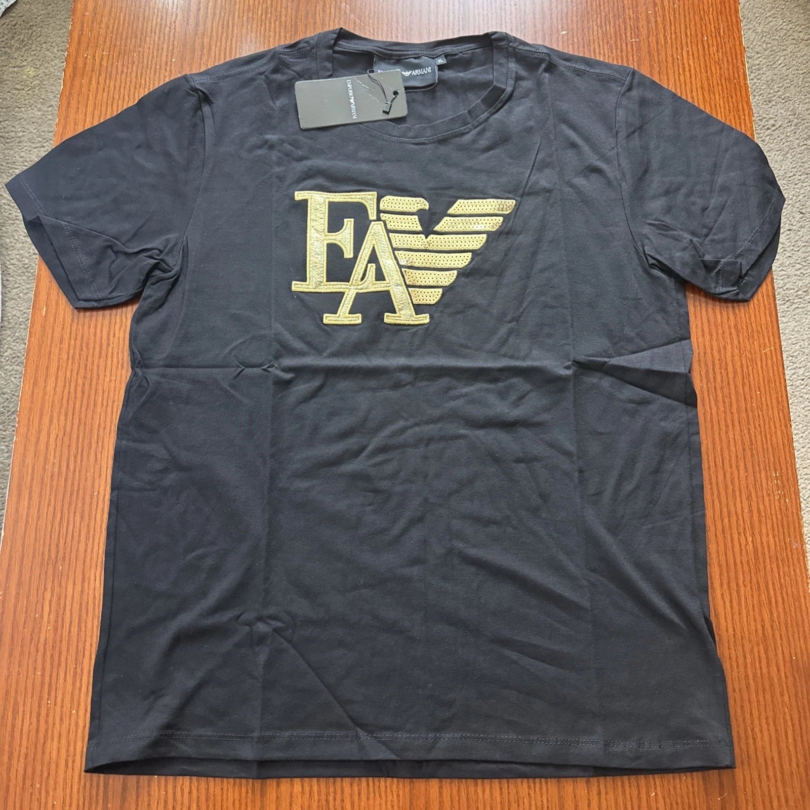 Emporio Armani men's crew neck t-shirt in black, size XL.