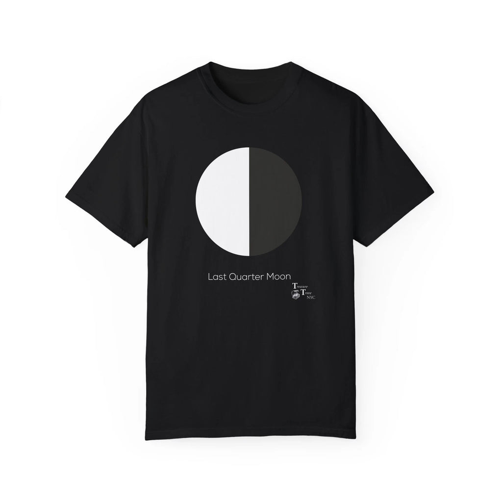 Minimalist Geometric Last Quarter Moon For Black T-shirt Design
