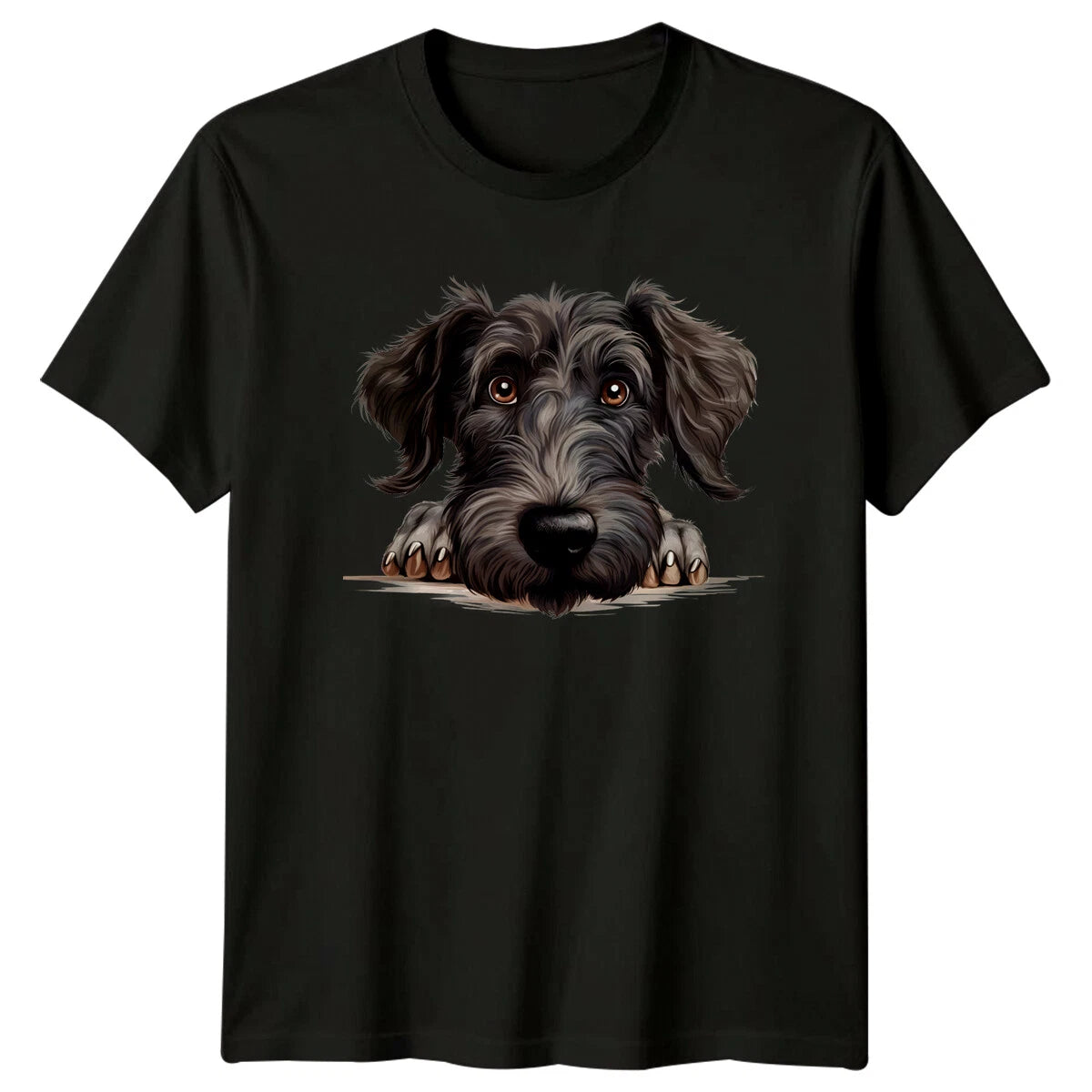 Cute Dog Peekaboo Schnauzer Portrait Style T-Shirt