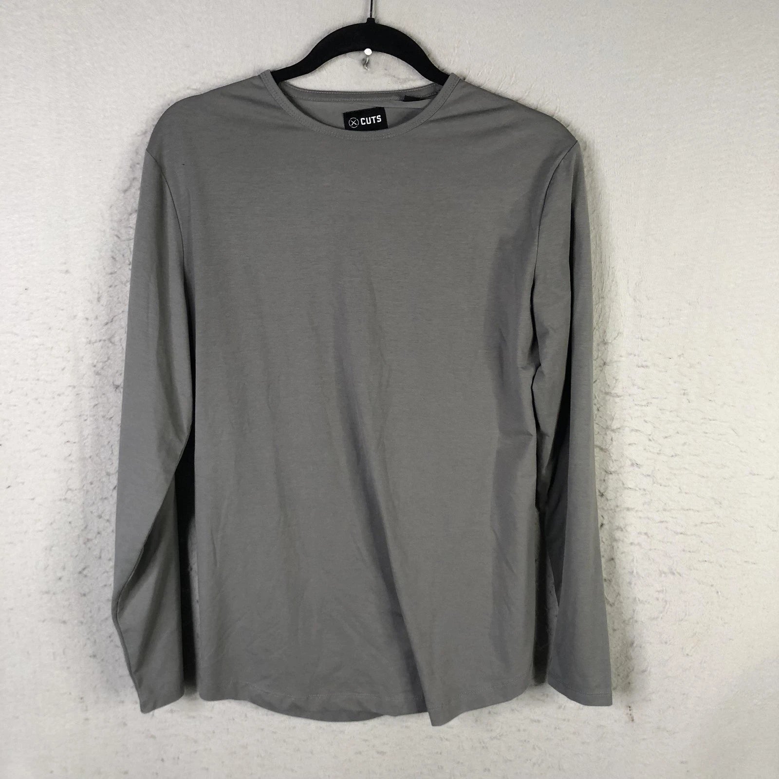 CUTS Shirt Mens Medium Gray Long Sleeve PYCA Pro Stretch Crewneck Casual Tee