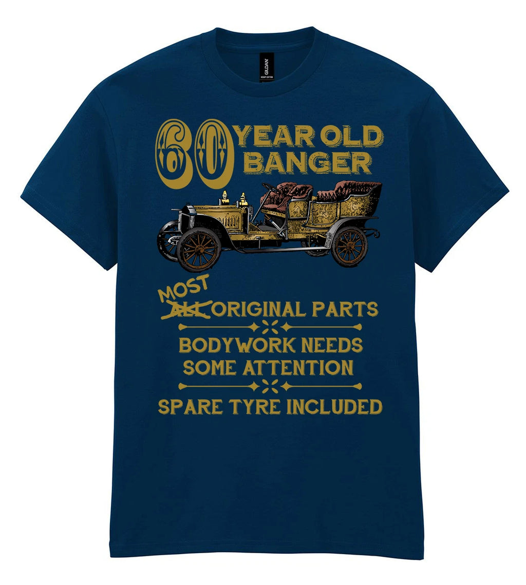 Mens 60th Birthday T-Shirt 60 Year OLD BANGER Funny Classic Sixtieth Gift Top