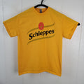Schleppes Shirt Mens Medium Yellow Crew Neck Short Sleeve Graphic Stretch Casual