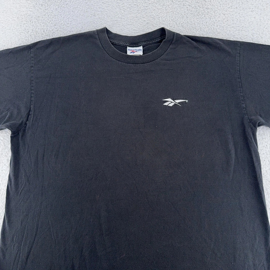 Reebok Shirt Mens 2XL Black Minimalist Logo Athletic Tee T-Shirt Classic Style
