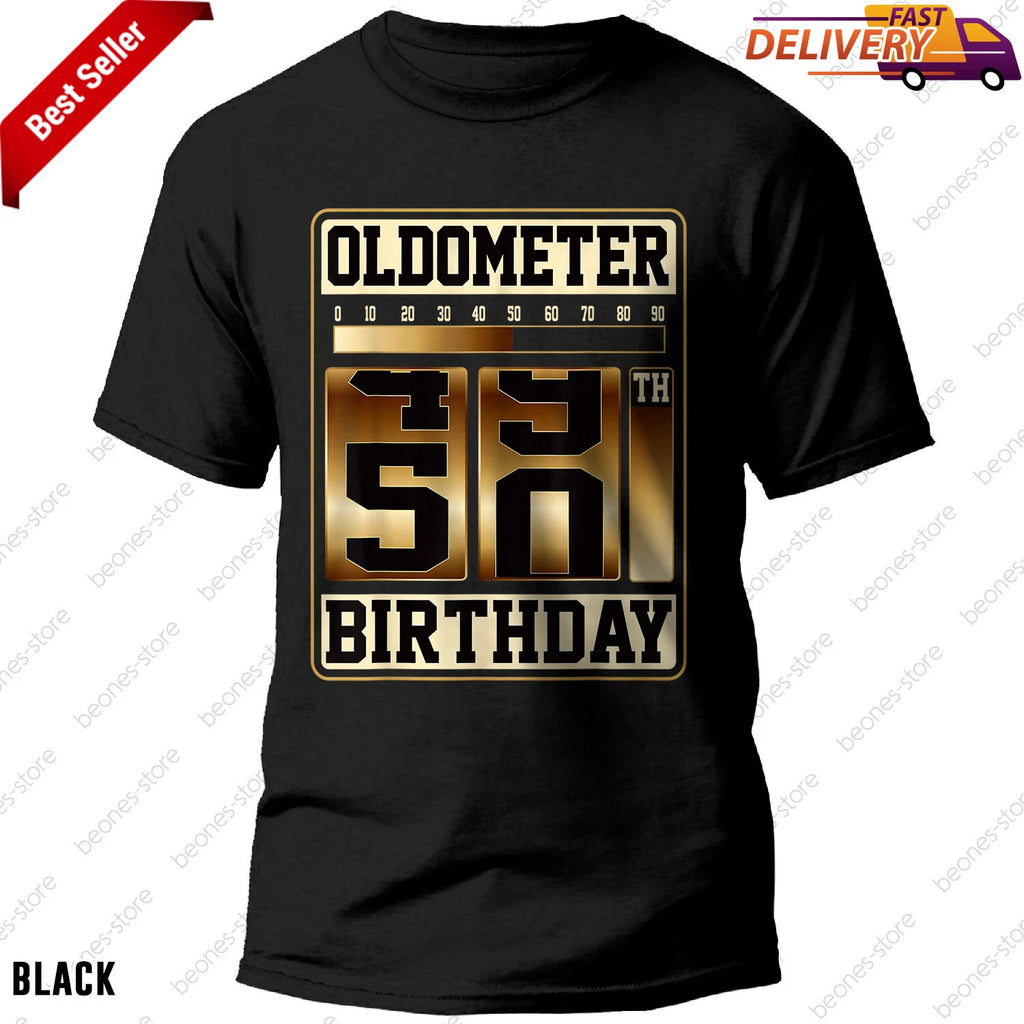 Birthday T-Shirt Oldometer 49-50 Funny Fathers Day Gift for Men Retro Odometer T