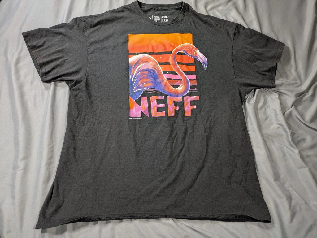 Vintage Neff Shirt Mens 2XL Black Pink Flamingo 2002 Y2K Streetwear Skater