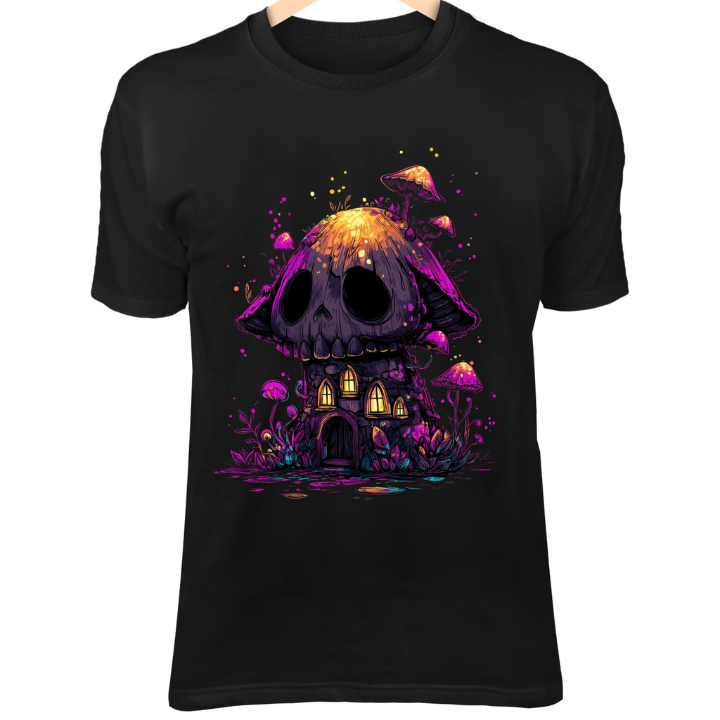 Chibi Mushroom Skull House - Neon Windows, Glowing Fungi & Cute Gothic Fairytale
