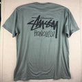 Y2K Stussy Honolulu Shirt Mens XXL Army Green Logo Streetwear Surf Tee RED TAG