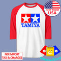 Tamiya Men's Raglan White Red Size S to 2XL