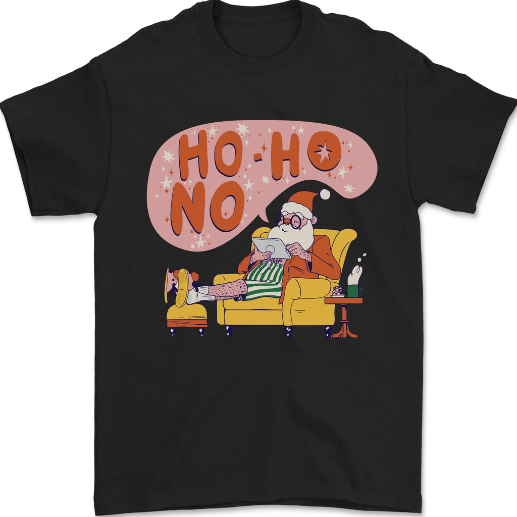 HO HO No Funny Lazy Christmas Bah Humbug Xmas Mens T-Shirt 100% Cotton