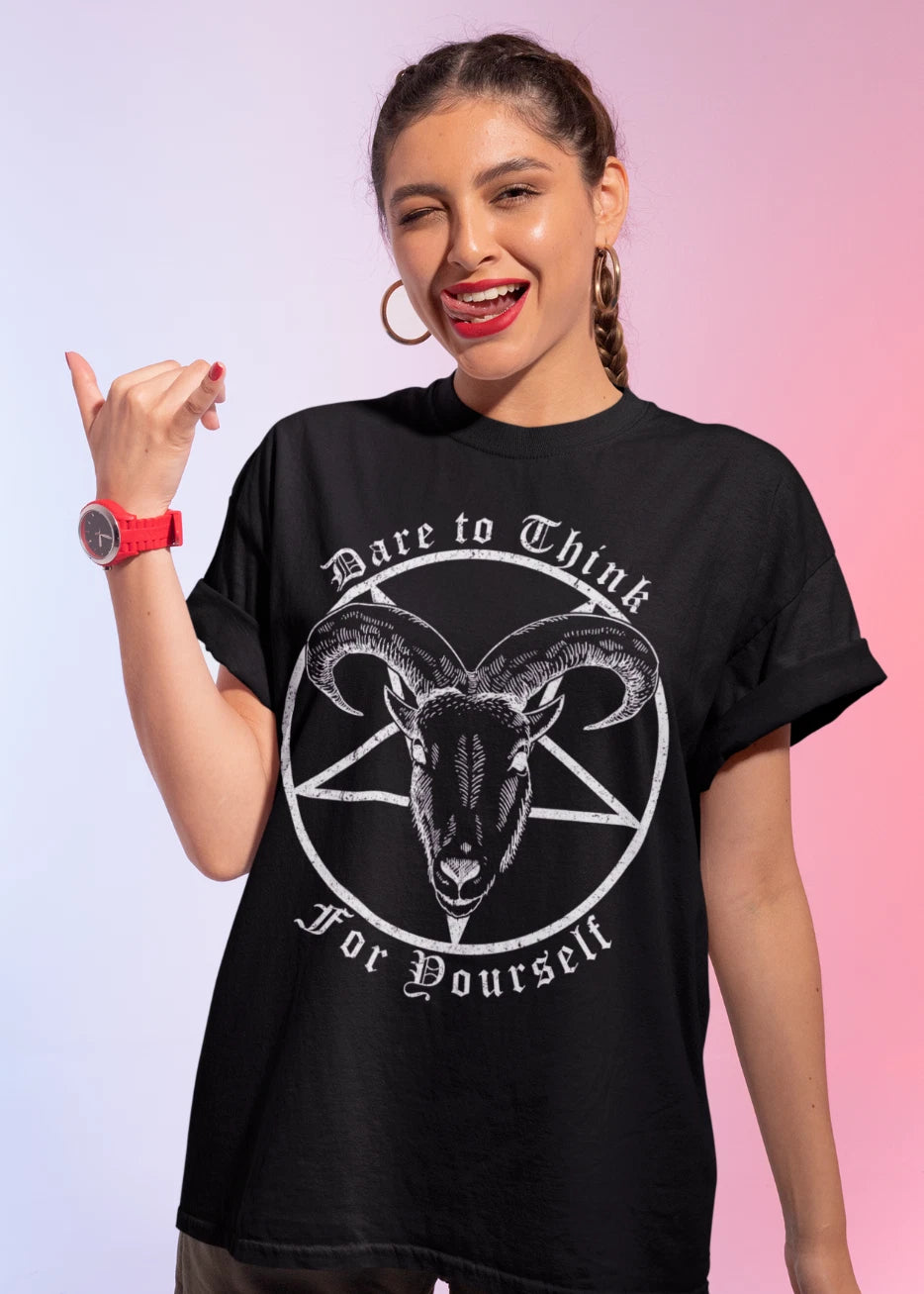 DARE TO THINK FOR YOURSELF, DEVIL,OCCULT Short-Sleeve UNISEX T-Shirt GOTH, 666