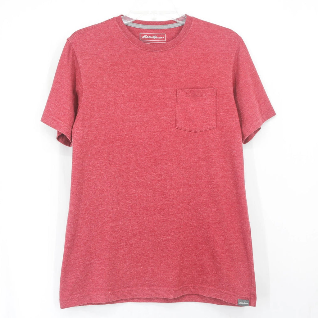 Eddie Bauer Men’s Heather Red T-Shirt with Pocket Soft Cotton Size Small