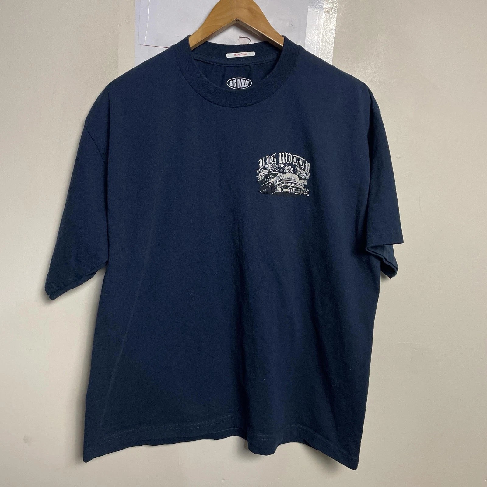 Big Willy Shirt Mens M Blue Car Rose Graphic Tee Willy Chavarria Streetwear USA