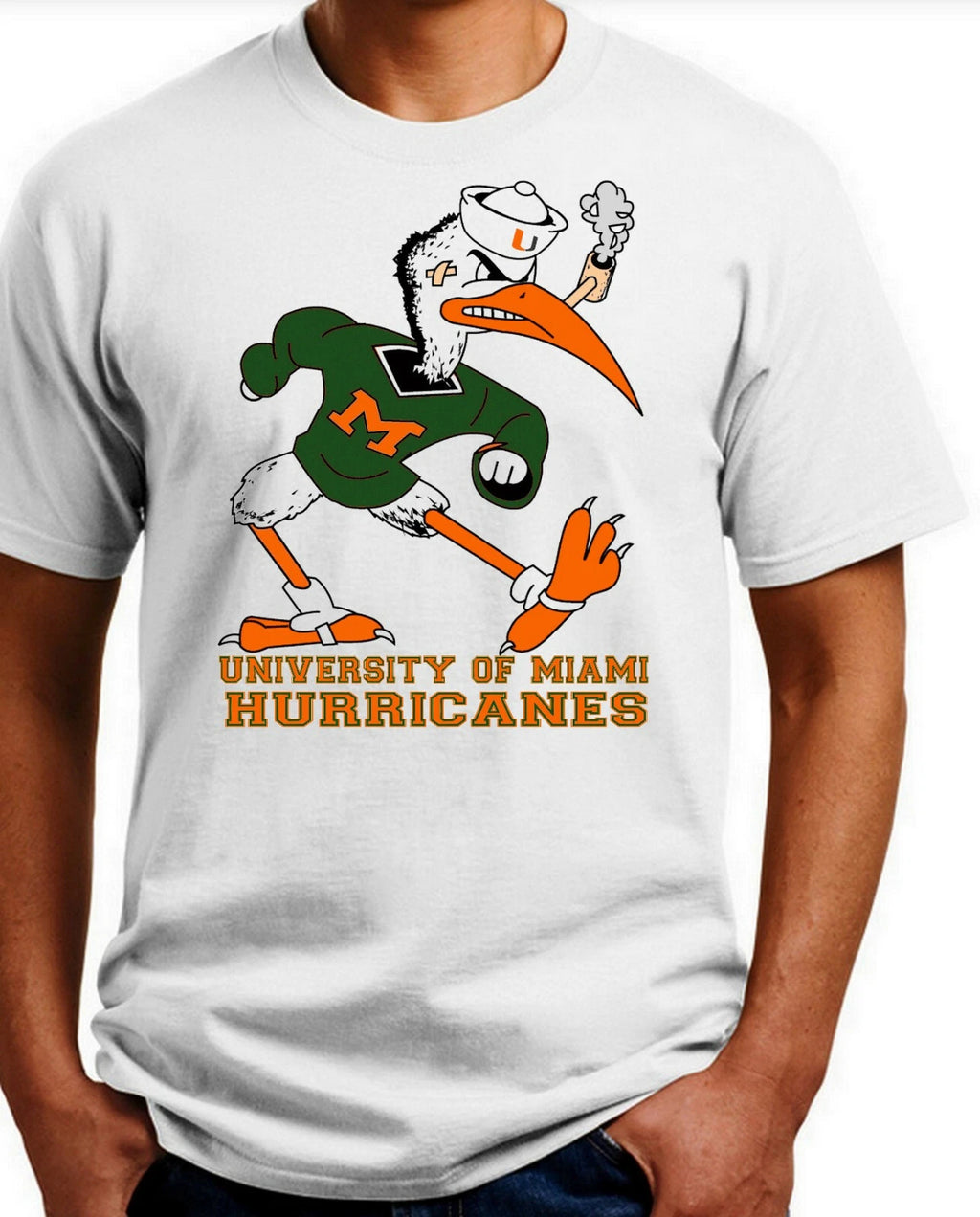 University of Miami T-shirt.Ibis. Ash,Khaki,White,Yellow Small-XXXL.100% Cotton