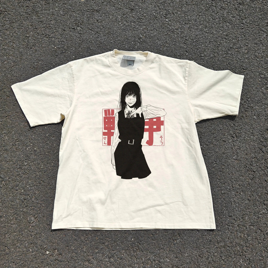 Chainsaw Man Asa Mitaka Yoru T-Shirt War Devil Double Sided Heavyweight 330gsm