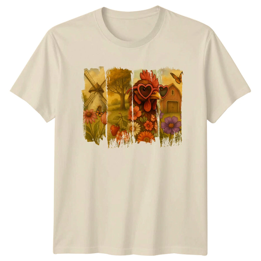 Farm Rooster Heart Glasses T-Shirt, Chicken Pun Tee, Cute Farmhouse