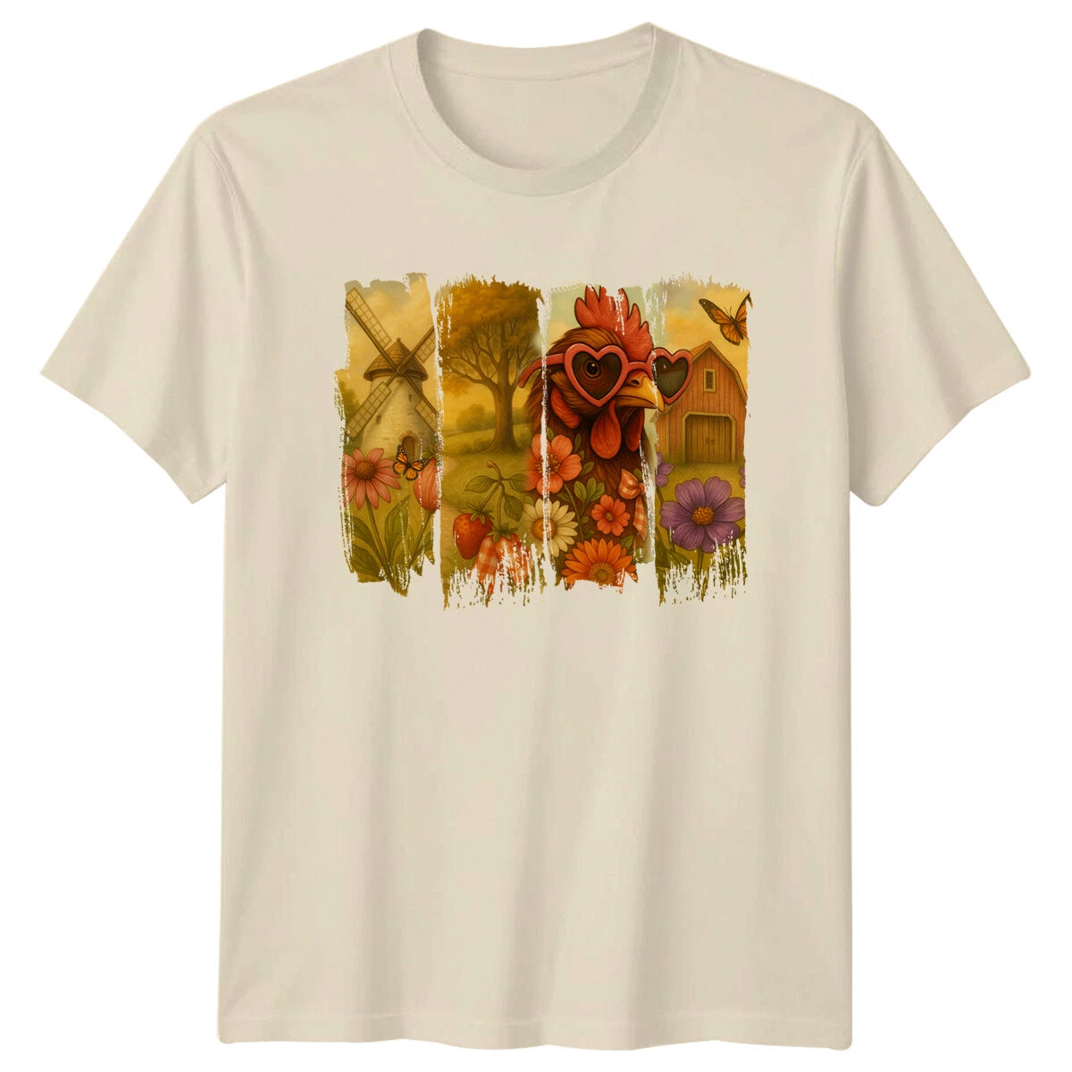 Farm Rooster Heart Glasses T-Shirt, Chicken Pun Tee, Cute Farmhouse